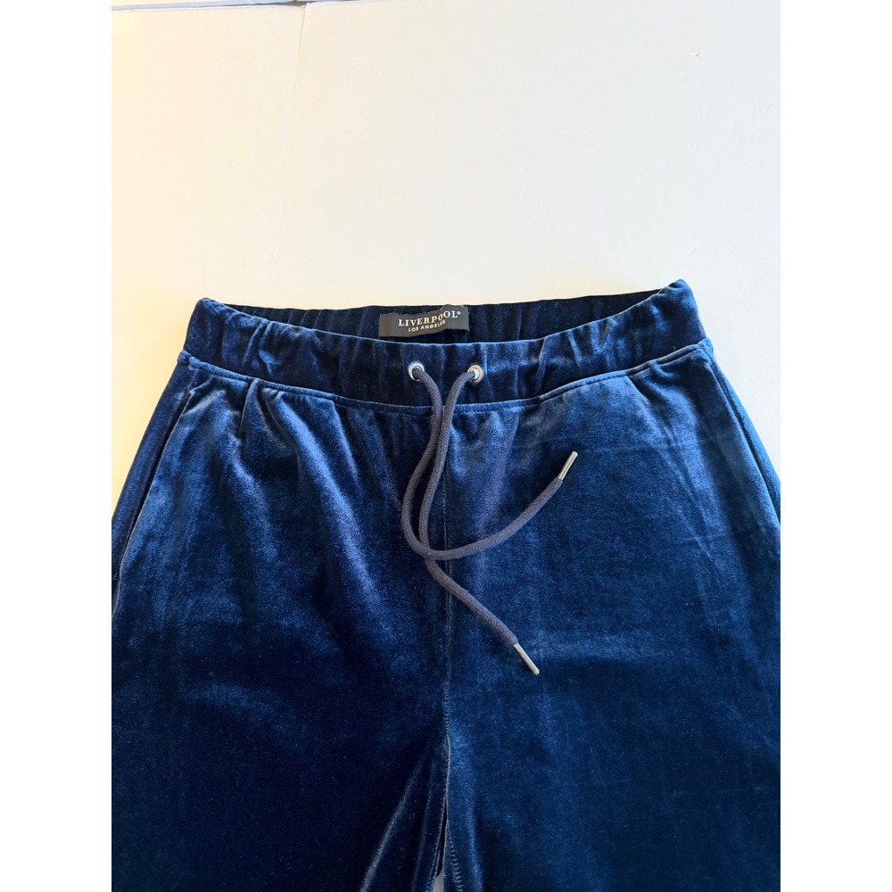 Liverpool Los Angeles Navy Blue Velvet Tracksuit Zip Hoodie Wide Leg Pants Set S - Picture 4 of 13